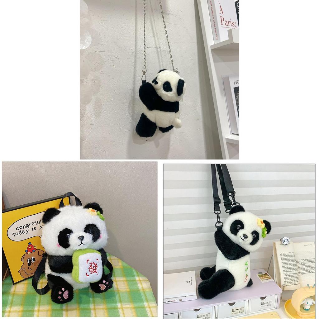 Plüsch-Rucksack mit Panda-Motiv für Mädchen, atmungsaktives Design und sicherer Reißverschluss für den täglichen Gebrauch