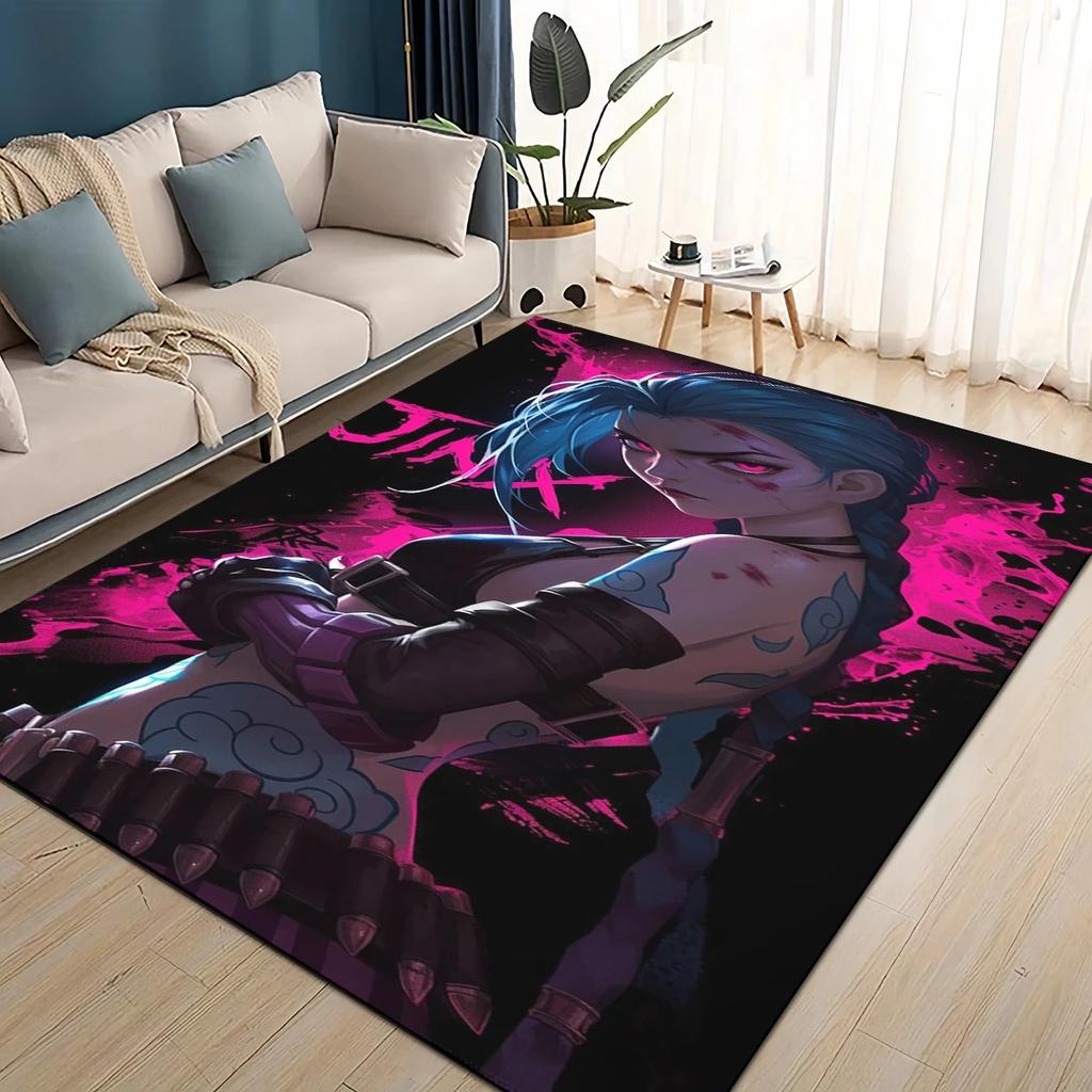 2025 New LOL Jinx League of Legends Game Carpet Rug for Living Room Bedroom Home Sofa Decoration,Kids Play Non-slip Floor Mat