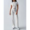 round Neck Neck T-shirt Casual Pants Set Pure Color Crew Neck T-shirt Casual Pants Suit