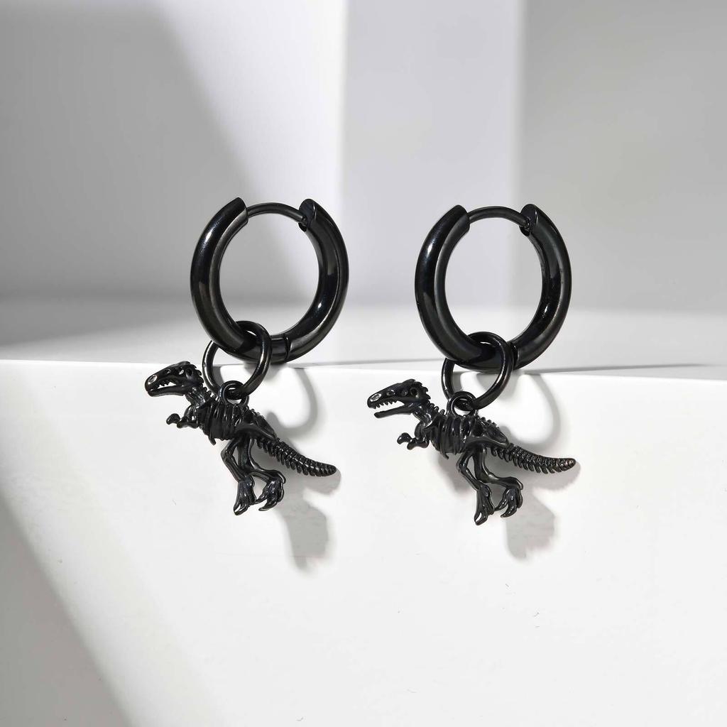 Men's Dinosaur Hoop Earring,Anti Allergy Tyrannosaurus Rex Skeleton Earrings,Jurassic Dinosaur Enthusiast Earring Gift
