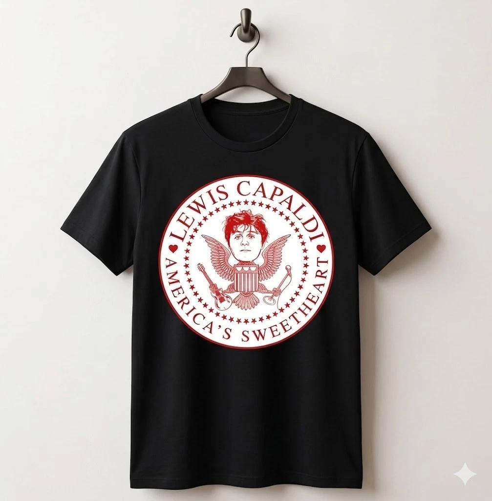 Unisex Adult Casual Music Lewis Capaldi Presidential Seal Graphic T... S