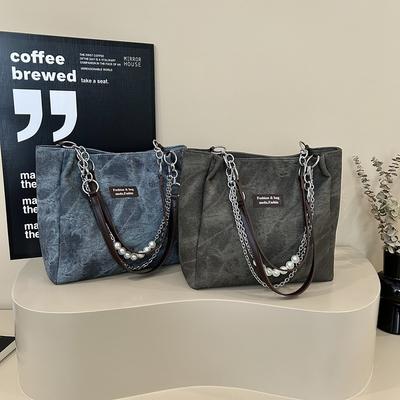 Skulderveske dame stor kapasitet pendler tote bag ny tekstur dame mote avslappet håndveske