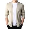 Men Slim Fit Solid Color Sweater Coat Open Front Thin Male Casual Knitted Cardigan for Spring And Autumn