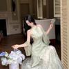 New Chinese summer national style improved cheongsam dress cardigan two-piece set atmosphere wear beautiful long skirt