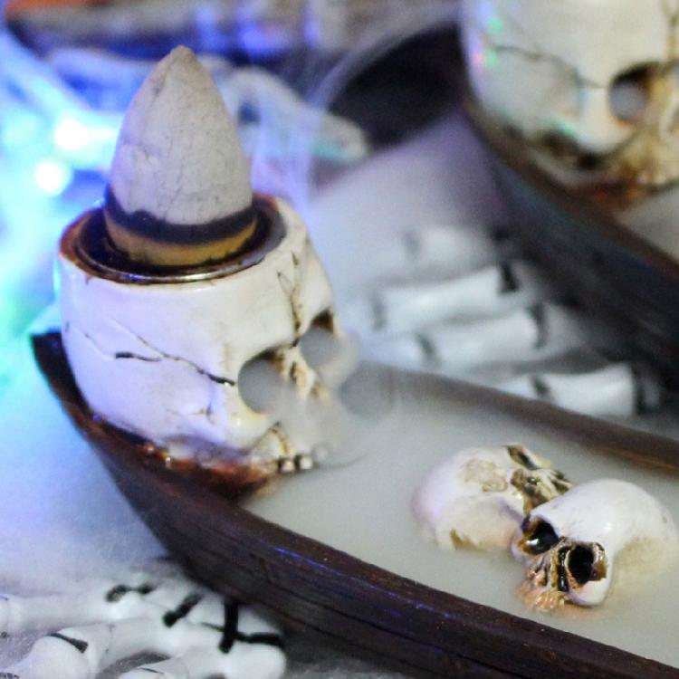 Halloween Resins Skull Boats Backflow Incenses Burners Smoke Incenses Holder Set