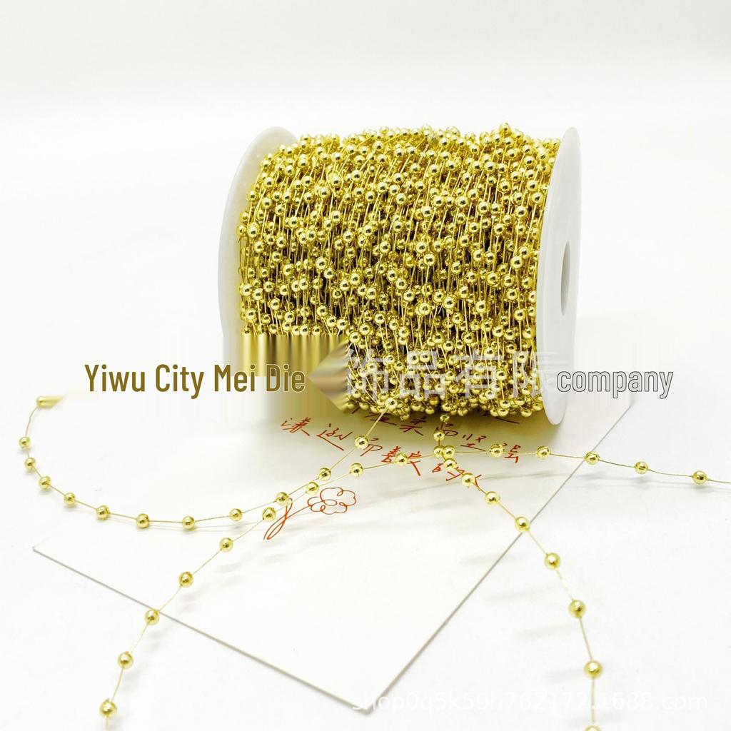 Gold Fishing Line Pearl Chain for DIY Butterfly Ribbon & Bride Veil Decoration, 3-4mm