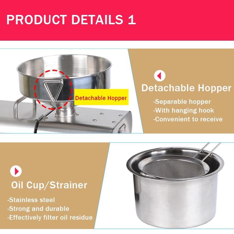 1500W Household Oil Presser Stainless Steel Oil Press Machine EU/US Plug Peanut Olive Oil Maker
