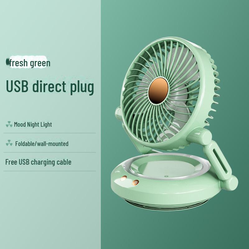 

Портативный складной USB-мини-вентилятор для использования на улице и на рабочем столе Direct plug-in type, without shaking head function зелёный