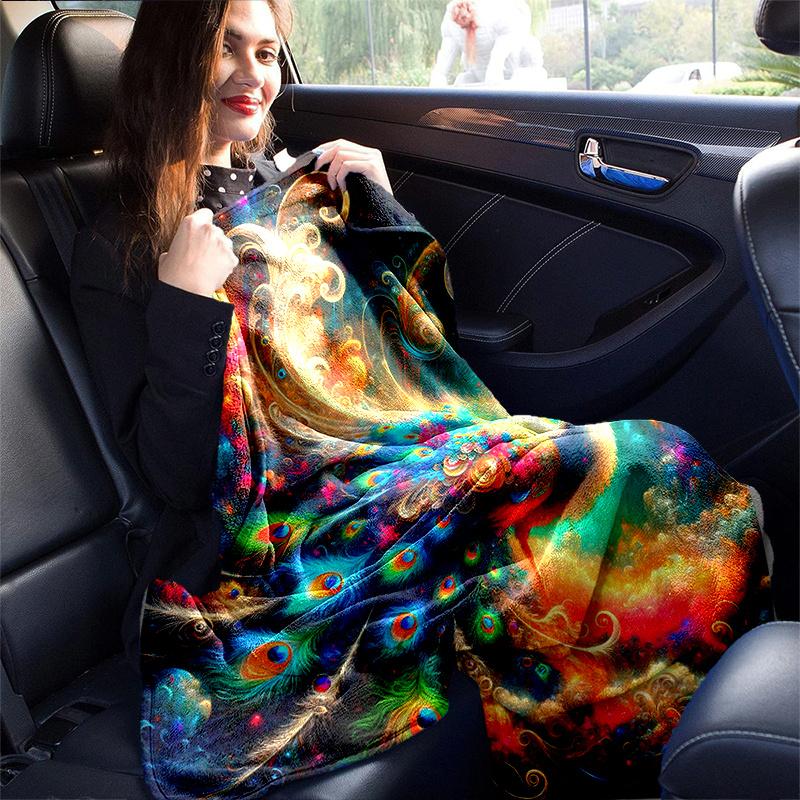 1pc Peacock in a Vibrant Dreamlike Landscape Blanket Soft Throw for Home Decor, Gift Idea, Living Room .K072