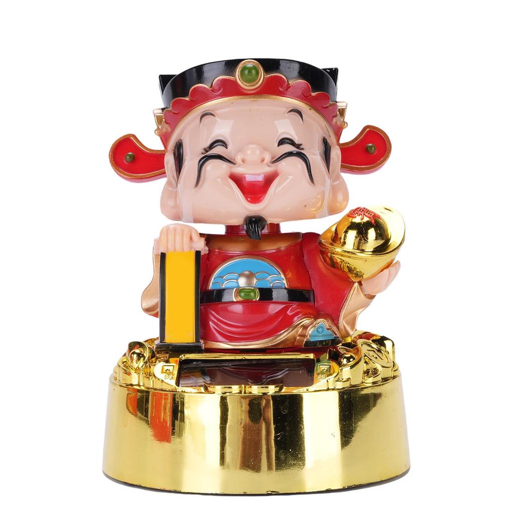 Estátua CAI Shen movida a energia solar Ornamento da Fortuna Acenando Ornamento para Carro Decoração para Casa Tipo Estrada Leste