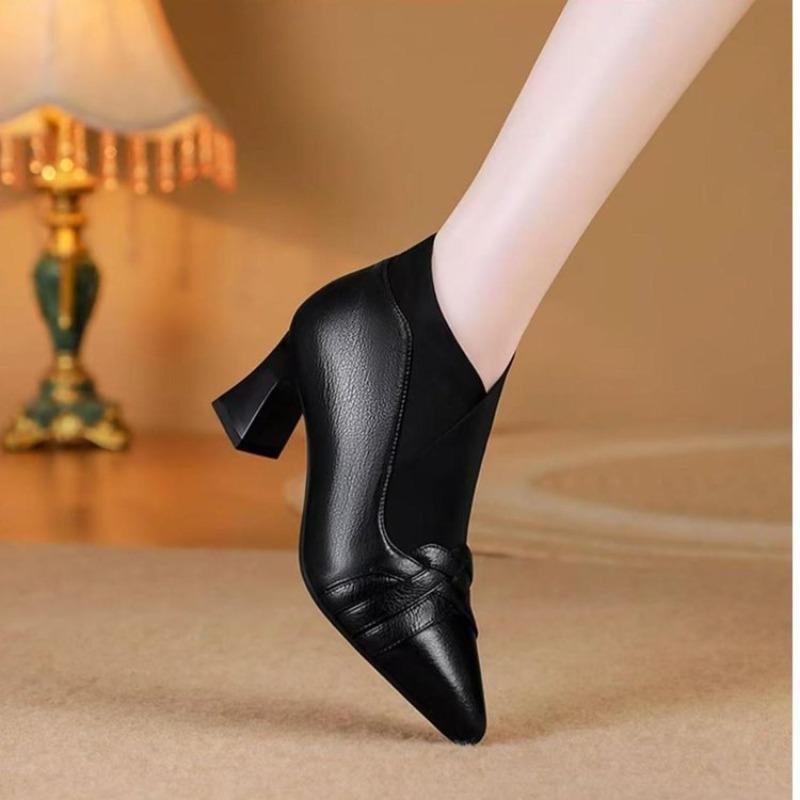 Nowe plisowane botki do kostki, damskie buty na wysokim grubym obcasie i buty w dużych rozmiarach