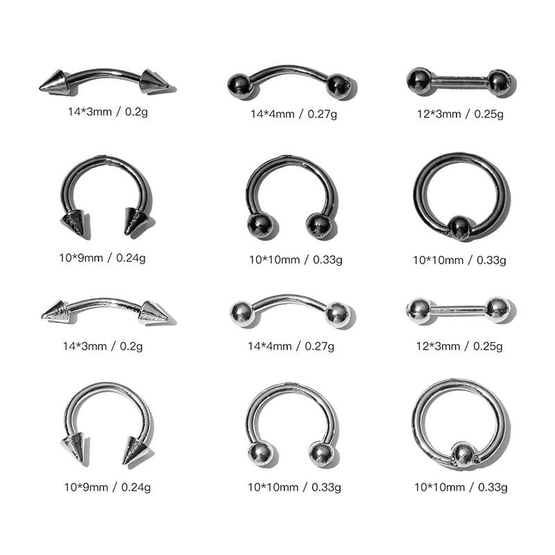 10 PCS Mixed Alloy Retro Circle Nails Art Charms 3D Punk Style Black Silver Nail Parts Nail Decoration Manicure Accessoires