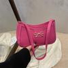 Spring Solid Color Bow Fashion Casual Commuter Bag Women's 2025 New Retro Shoulder Underarm Small Square Bag Versatile