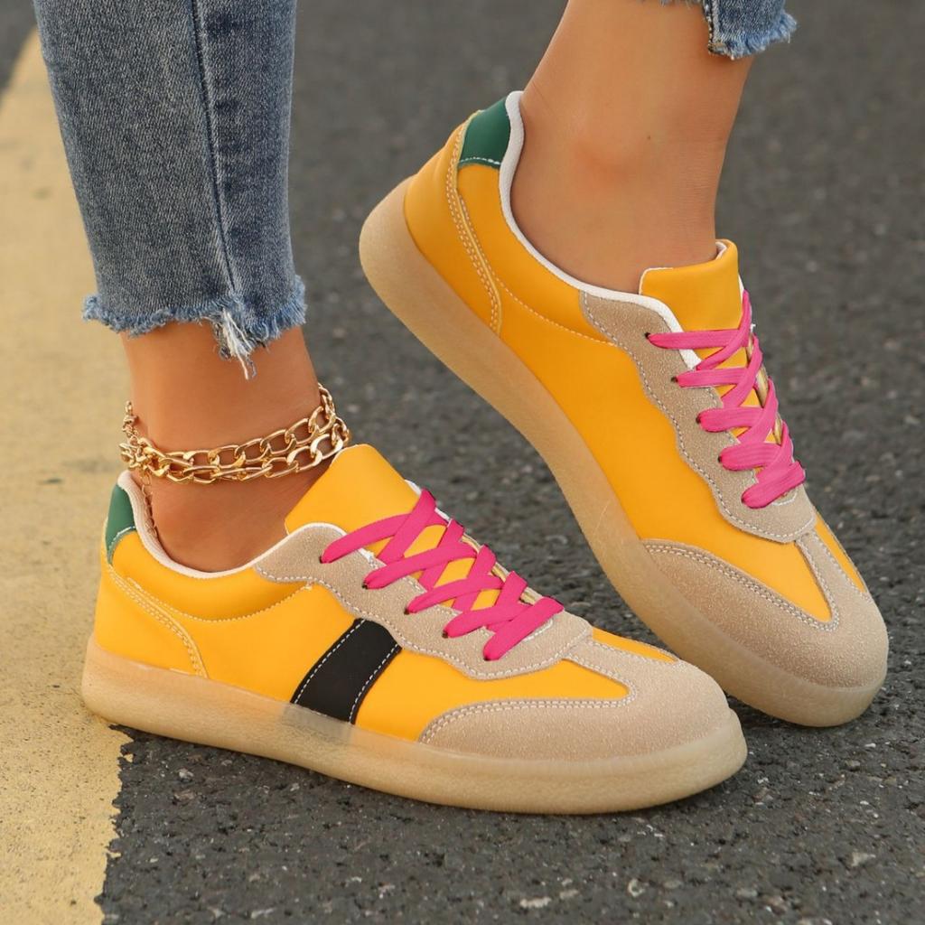 New Large Size Casual Flat Shoes Color Matching Retro Ins Sports Board Shoes German Training Women's Size