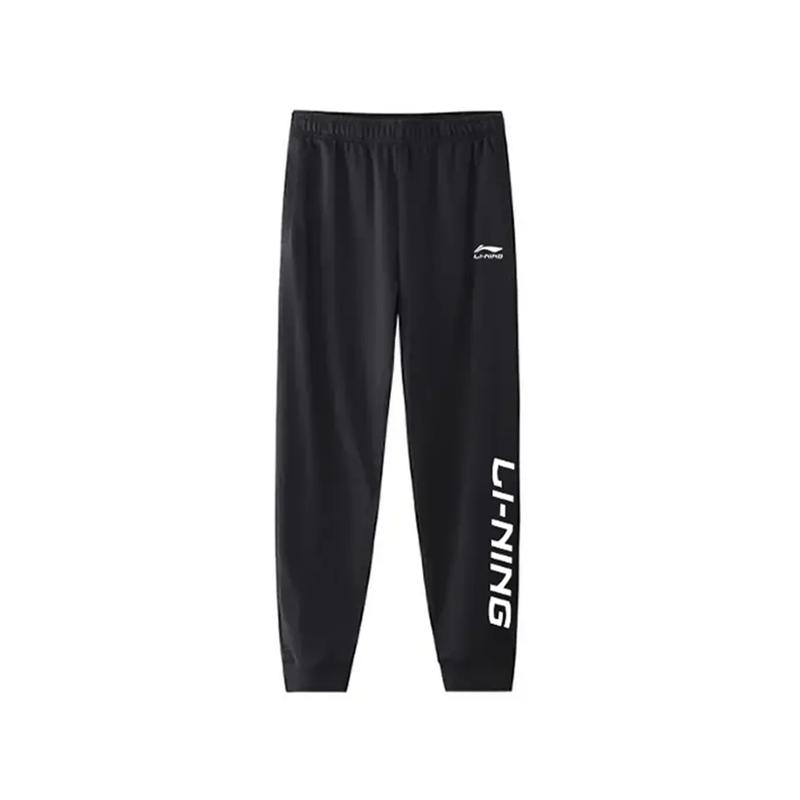 Li Ning Letter Logo Print Fashion Running Comfortable Fleece Lined Cuffed Sweatpants Knitted Sweatpants Men s YKLV207-1 M