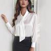 Autumn Solid Color Fashionable Design with Ribbon Long Sleeved Women's Blouses & Shirts