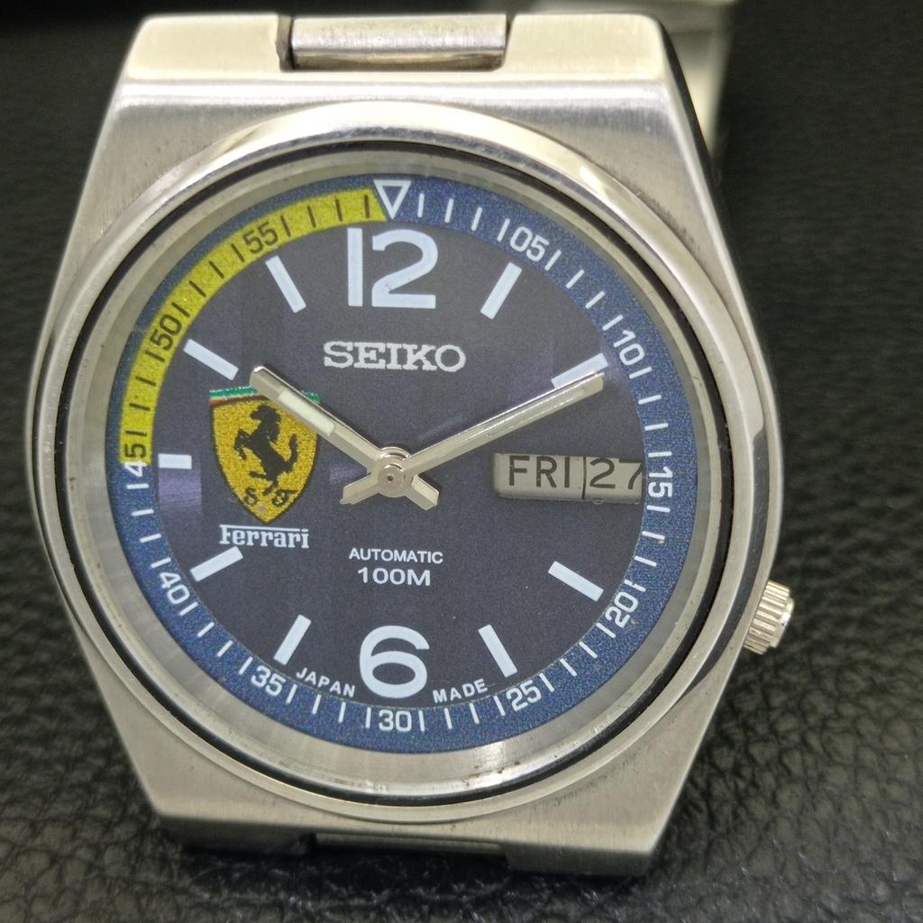 GENUINE VINTAGE SEIKO 5 AUTOMATIC 7019A JAPAN MENS FERRARI DIAL WATCH a701600-5 R206b-a701600