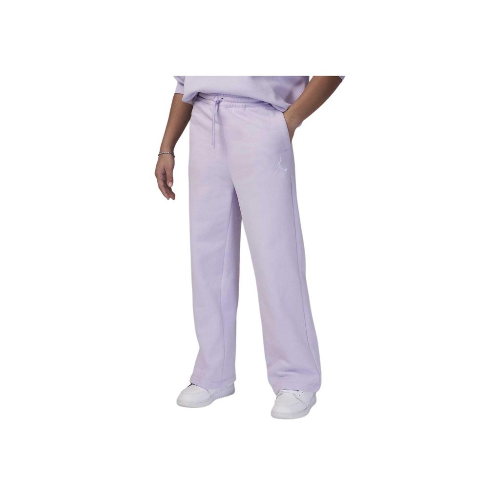 Jordan Icon Play Solid Color Lace-Up Fleece Wide-Leg Knitted Sports Pants Kids Bottoms Frost-Purple FV2626-558