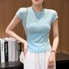 French Style Short-sleeved Women's Summer T-shirt Slim Round Neck Top