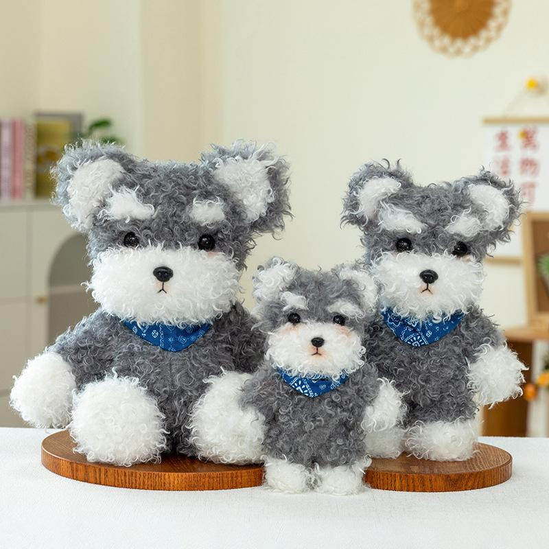 Cute Simulation Schnauzer Doll Plush Toy Curly Dog Child Soothing Sleeping Doll Birthday Gift
