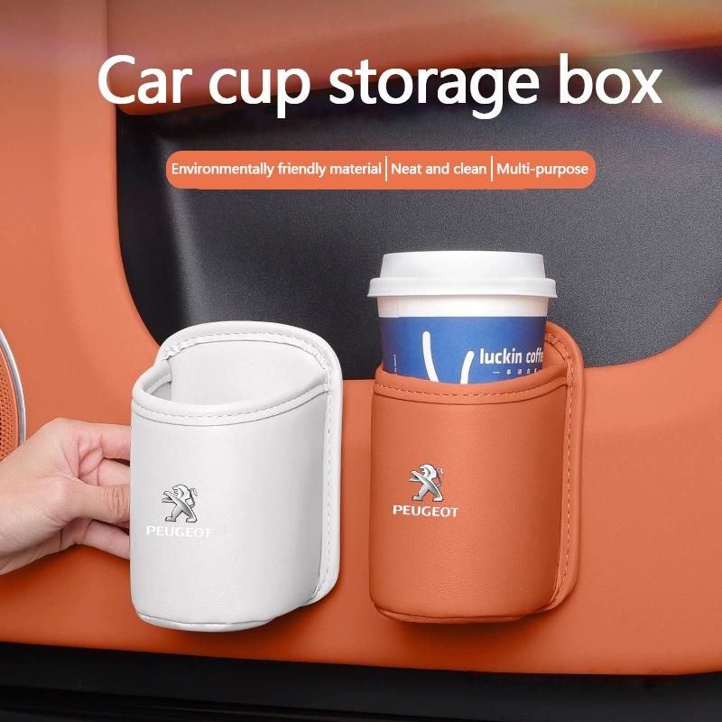 Leather Car Door Side Water Cup Holder Interior Storage Box for Peugeot 106 207 208 301 306 307 308 407 408 508 2008 4008 5008