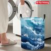 Collapsible Laundry Basket Large Round Waterproof Fabric Hamper Dirty Clothes Storage Bin Toy Organizer with Handles