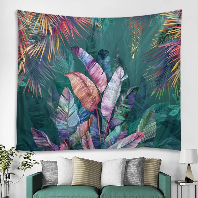 Flamingo Green plant tapestry Bathroom Hawaii Flower  Printing Cactus Succulent Shower Selva Hanging Cloth Home Decor Tapestry