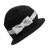 Autumn and Winter French Retro Bucket Hat Elegant Bow Decoration Wool Girl's Cap
