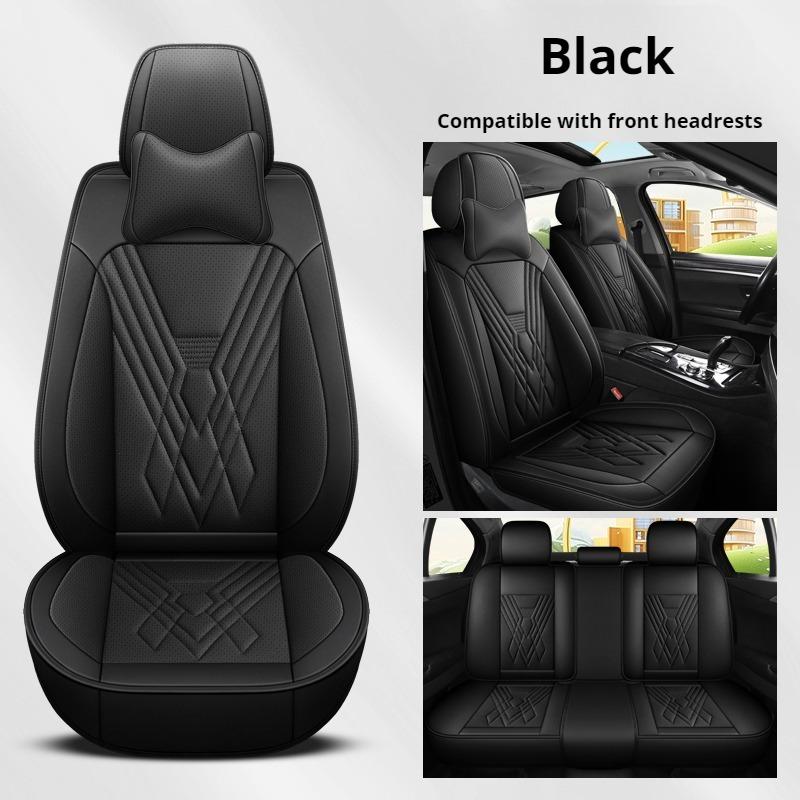 Full Set 5-Seat Premium Nappa Leather Car Seat Covers with 2 Headrest Breathable and Waterproof Seat Covers for Most Cars