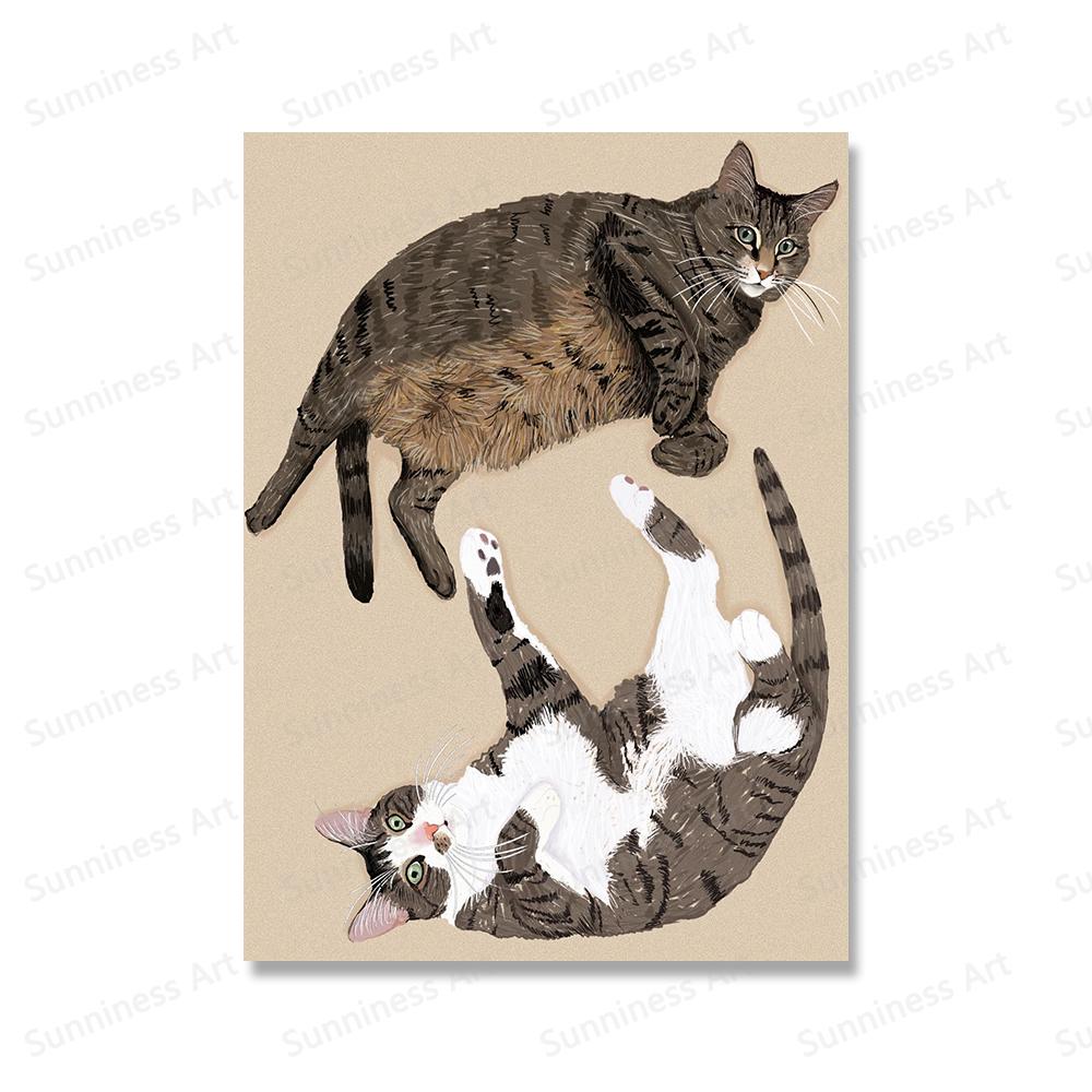 

Подарок на День святого Валентина, любовник, кошки, настенные картины, постеры, принты для гостиной, пара кошек, годовщина свадьбы, картина на холсте 21x30cm No Framed красный