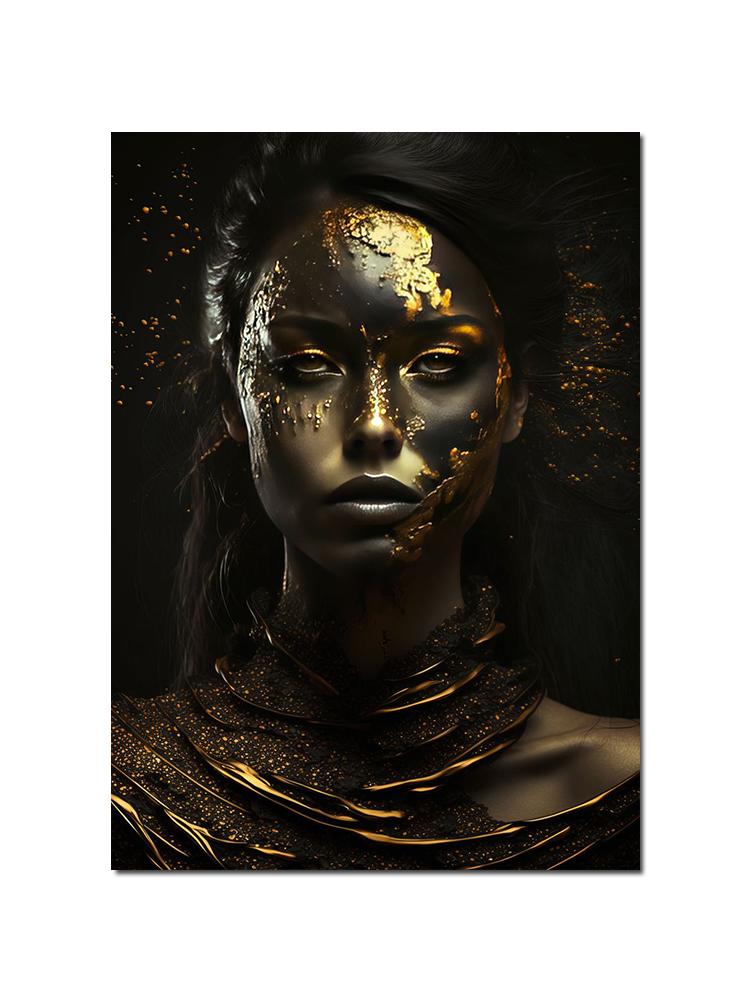 Schwarzgold Afrikanische Frau Porträt Poster Leinwand Malerei Abstrakte Wand Kunst Bild Für Moderne Wohnzimmer Dekoration