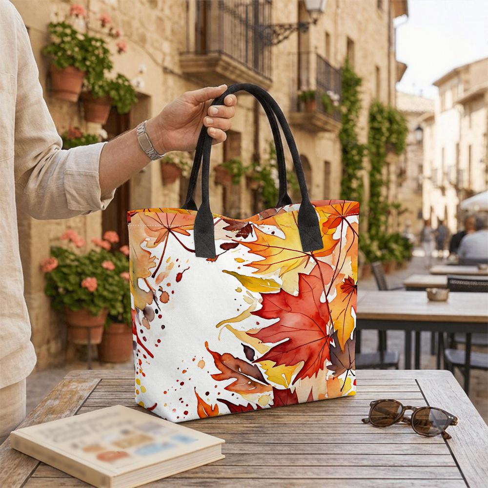 Fall Maple Leaf Print Tote Bag Casual Large Capacity Daily Shoulder Handbag