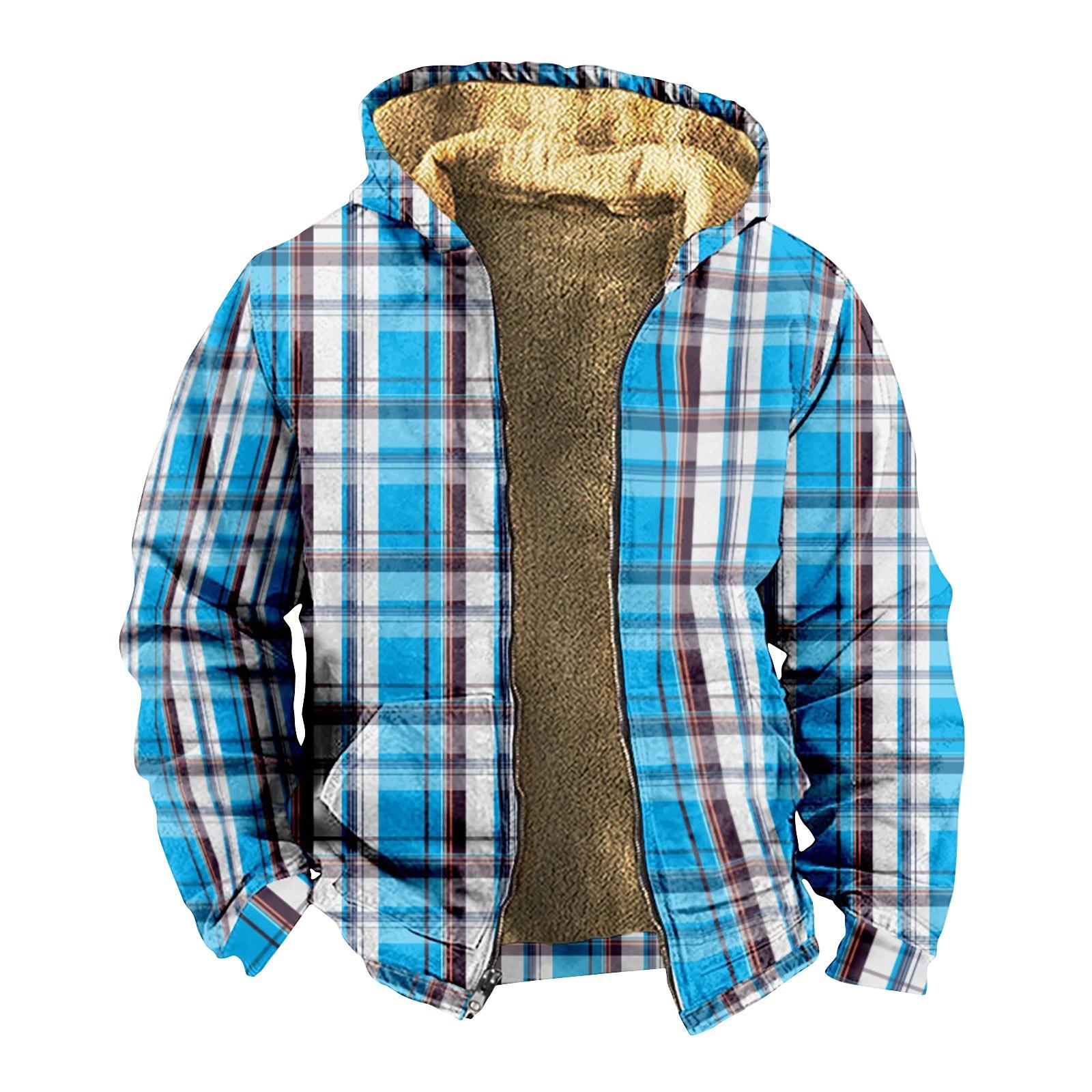 

Мужская клетчатая куртка с принтом, мужская весенняя и повседневная модная куртка с капюшоном на молнии XXXXXXXL синий