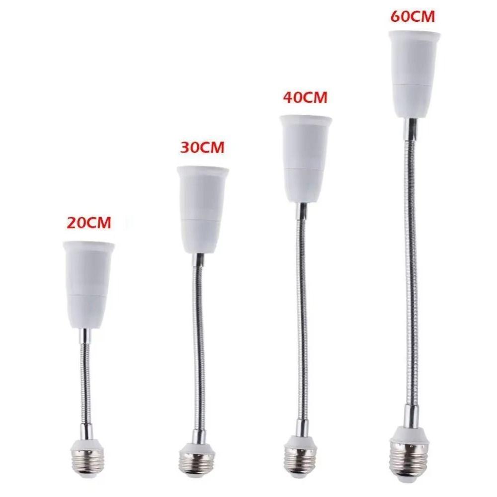20/30/40/60cm LED Bulb Extension Tube Flexible E27 To E27 Bulb Conversion Socket Threaded Lengthen Lamp Holder Adapter Home