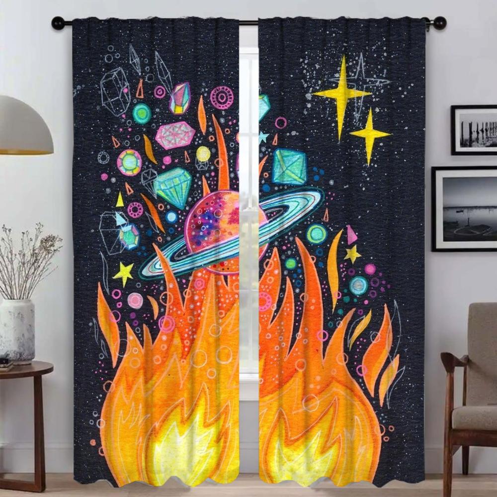 Sun Sea Halloween Decoration Kitchen Curtains Living Room Curtain Partition Tulle Bedroom Home Interior Polyester Ideal For Area