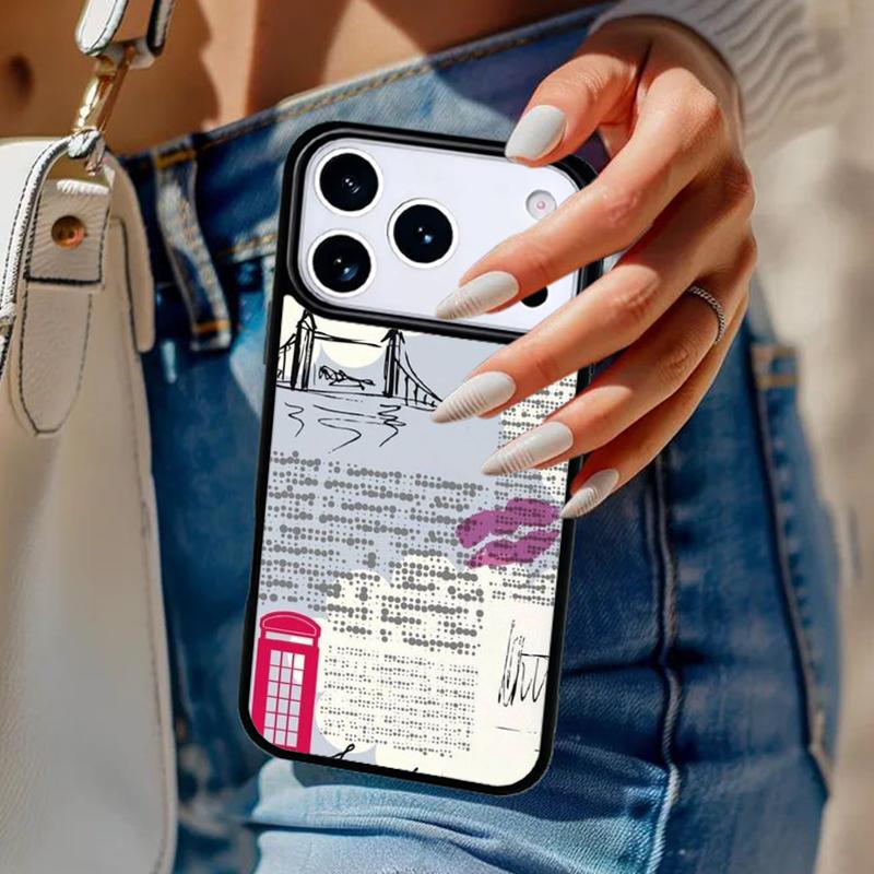 Newspaper with A London Lettering Phone Case For iPhone 17 Air 14 15 13 12 Max Cover For Apple 16e 11 Pro Max Plus Coque