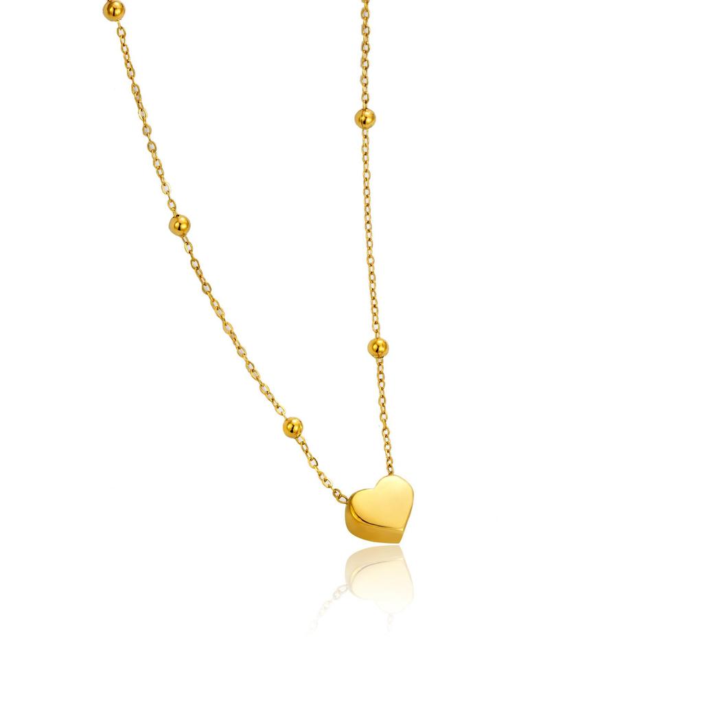 Non-Fading Peach Heart Necklace & Bracelet Set for Women - Fashionable, Celebrity-Inspired Clavicle Chain