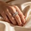 Finger Ring Adjustable Open Design Multi-Layer Interlaced Winding Shape Finger Band with Full Rhinestone Inlay Jewelry Gift