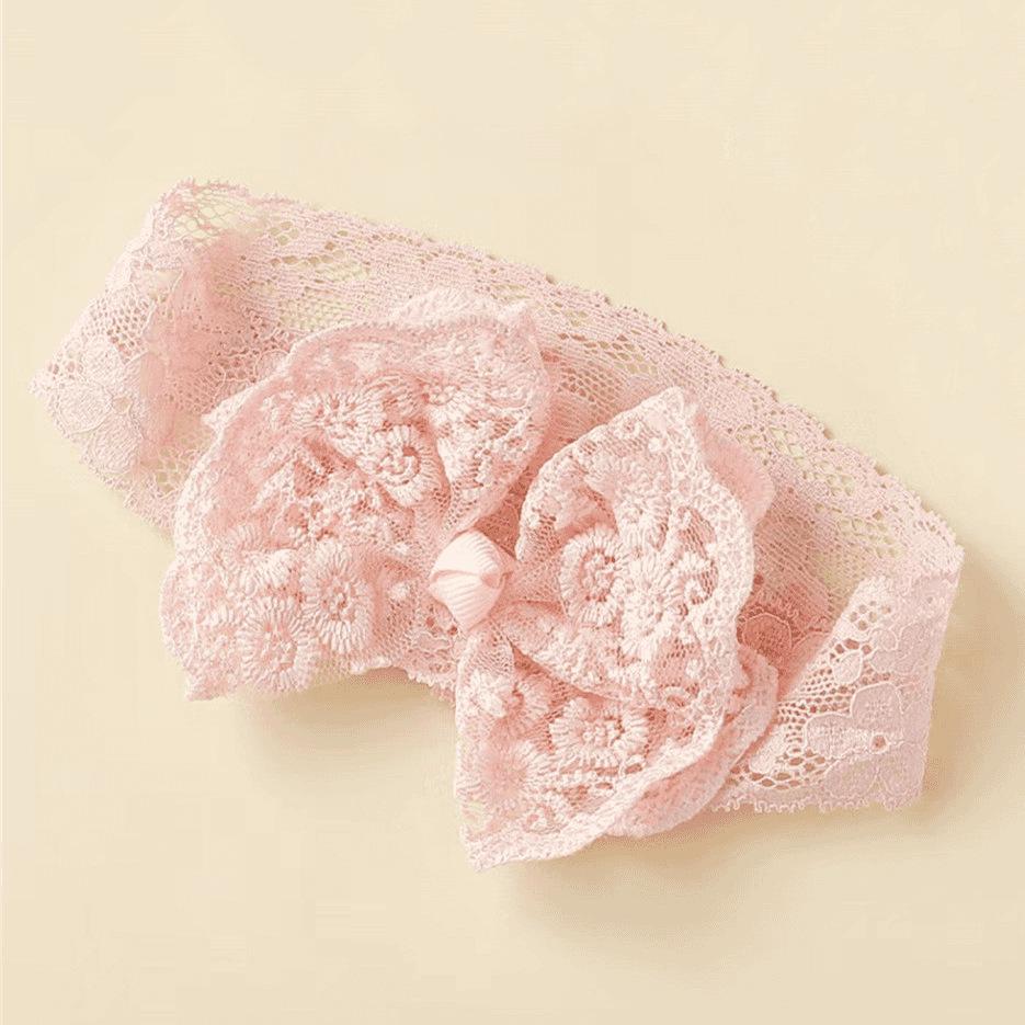 Spitzen-Schleifen-Baby-Stirnband & Rutschfeste Socken Set für Prinzessinnen