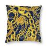 Golden Lion Damask Ornament Pillowcase Printed Cushion Cover Decoration Baroque Throw Pillow Case Cover Home Square 40X40Cm