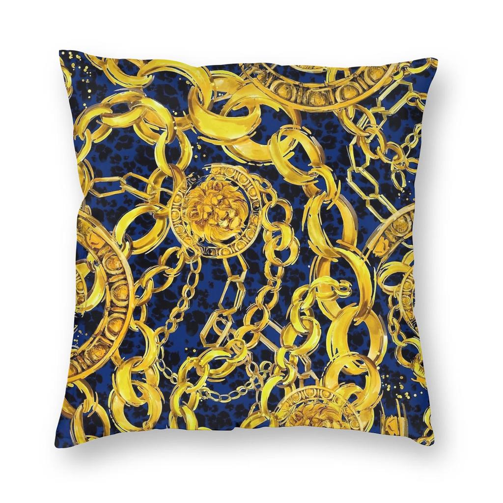 Golden Lion Damask Ornament Pillowcase Printed Cushion Cover Decoration Baroque Throw Pillow Case Cover Home Square 40X40Cm