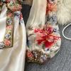 Floral Summer Dress Women Slim Waist Bandage Temperament Robe Femme  Vestidos De Mujer Vintage Elegant Maxi Dresses 27w921