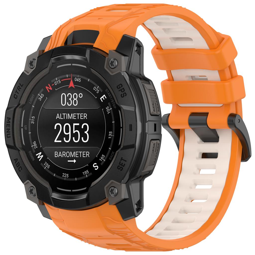 For Garmin Instinct 3 Solar 45mm/AMOLED 45mm Watch Band 22mm Dual Color Silicone Replacement Strap