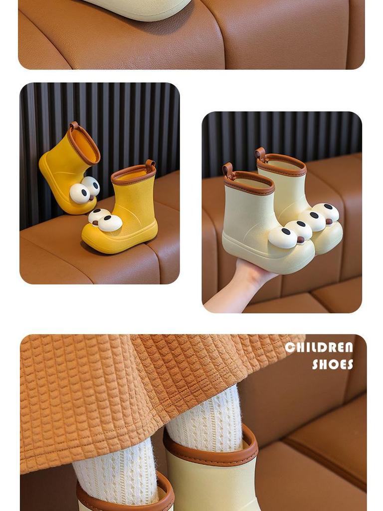 New Hot-Selling Cute Big Eyes Rain Boots for Children - Waterproof, One-Piece Design for All Seasons