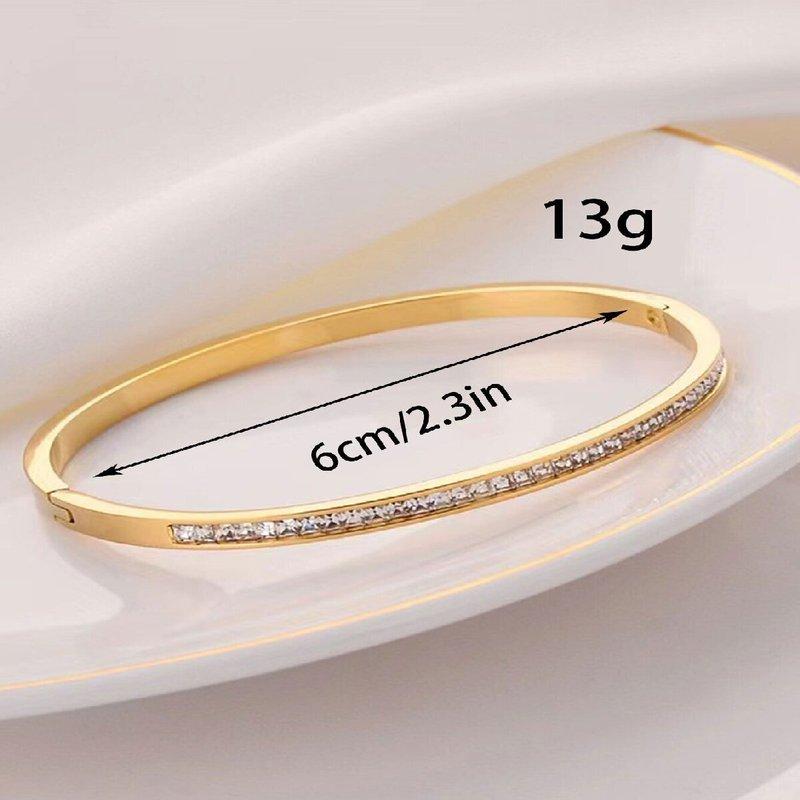 1pc Titanium Steel Gold Bracelet, Fashionable Classic Style, Stainless Steel Bracelet,Inlaid With Zircon,For Womens Daily Wear