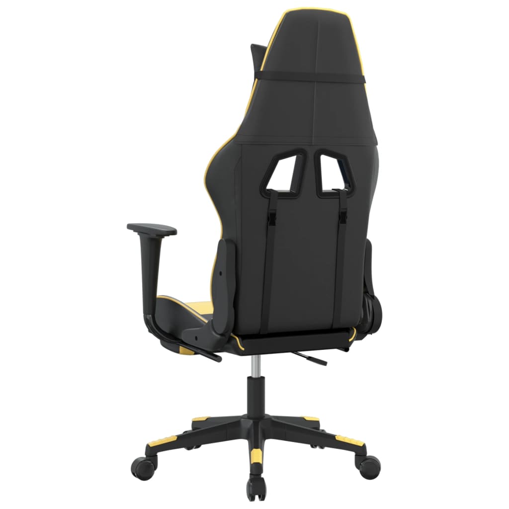 Gaming Chair with Footrest Black and Gold Artificial Leather