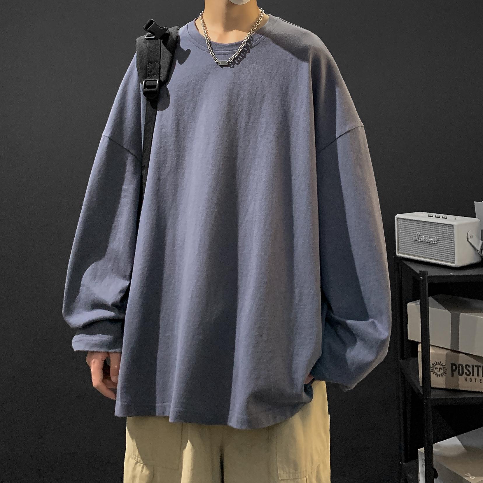 

Весенние хлопковые футболки мужские однотонные повседневные футболки мужские свободные топы с длинным рукавом модные белые серые футболки мужская одежда больших размеров 5Xl 2XL темно серый