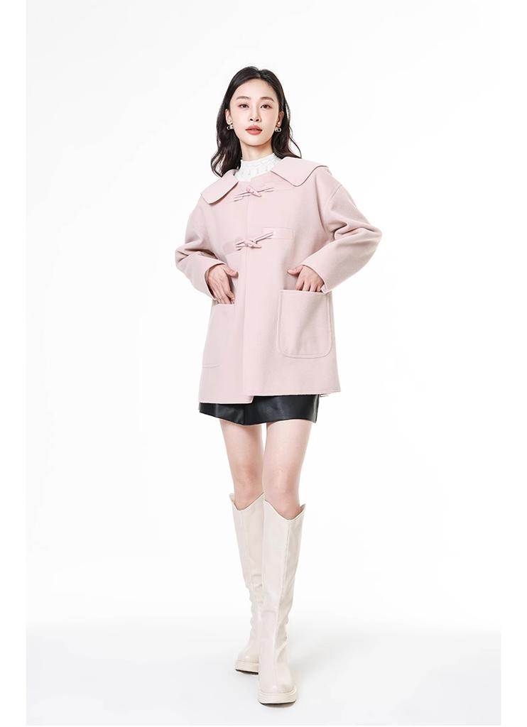 Maslan Solid Color Fashion Doll Collar Coat