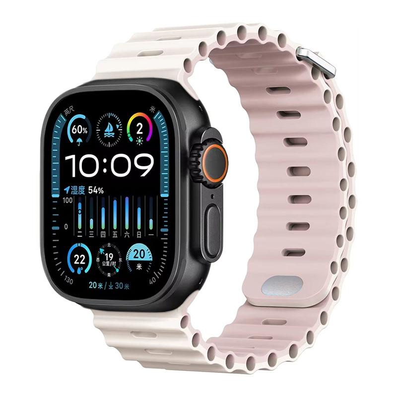 Silicone Ocean Strap For Apple Watch Band Ultra 3/2 49mm 46mm 45mm 42mm 44mm 41mm Sports Bracelet iWatch 11 10 9 8 7 6 5 SE band