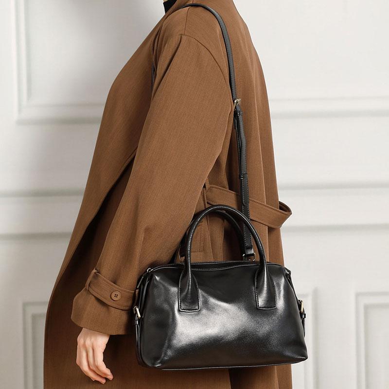 Genuine Leather Women's Bag Vintage Luxury Designer Bost Handbag Women Versatile Shoulder Bag Cowhide Female Crossbody Bags